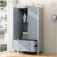 HAUSS SPOLE Kleiderschrank Kinderkleiderschrank+4 Ebenen Standregal mit Schubladen und Stange