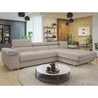 MIRJAN24 Ecksofa Torezio Mini Cord, mit Bettkasten und Schlaffunktion, Einstellbare Kopfstützen, 280x170x70-90 cm