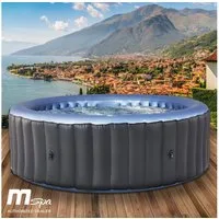 BRAST Whirlpool aufblasbar MSpa Bergen für 4-8 Personen, viele Größen Ø180-224cm, aufblasbares Aufstellbecken, (In- Outdoor Pool, Ganzjähriger Einsatz, 144 Massagedüsen), Stromsparend inkl. Energiespar-Timer