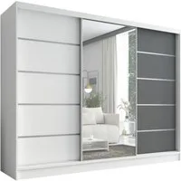 A&J MöbelLand GmbH Schiebetürenschrank AURELIA 1 mit 3 Schubladen und Spiegel (TOP ANGEBOT! Geräumiger Schrank mit einer Breite von 200 cm und Spiegel, ideal zur Aufbewahrung von Kleidung und Accessoires. 3 Schubladen und viel Stauraum. TOP PRODUKT! 
