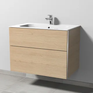 Sanipa 3way Keramik-Set Finion Keramik-Waschtisch und Unterbau mit 2 Auszügen, Eiche-Nordic BR40048