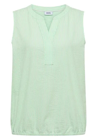 Cecil - Gestreiftes Seersucker-Top grün - Gr. - S