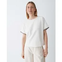 OPUS Sweatshirt Boxy Sweatshirt mit sportlichem Kontrastbündchen Kleine Seitenschlitze, weicher Griff für bequemen Sitz