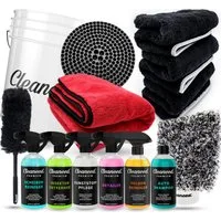 Cleaneed Premium Fortgeschrittener Auto Reinigungsset [14 Teile] Auto-Reinigungsmittel (Ideales Allrounder Autopflege Set, [14-St. Alles für die Reinigung und Pflege deines Autos Autowasch, Auto Putz Set)