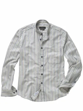 Mey & Edlich Herren Basettis Streifenhemd Blau 100 % Baumwolle