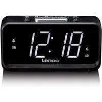 Lenco Radiowecker CR-28BK Dual-Alarm, USB-Ladefunktion, dimmbares Nachtlicht für Schlafzimmer