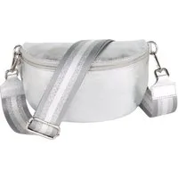 MIRROSI Bauchtasche Damen, Echtleder, Leder, Made in Italy, Umhängetasche, Brusttasche, (Schultertasche für jeden Anlass (1 Tasche & 1 / 2 Gurte), METALIC Gold Silber Crossbody Bag, verstellbare Schulterriemen