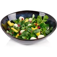 SÄNGER Salatschüssel Tokio Salatschale, Steingut, (1-tlg), Blau Schwarz, Handmade, Premium Collection