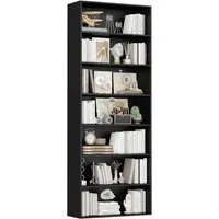 Homfa Bücherregal, 210cm Standregal, Bücherschrank mit 7 Fächern, schwarz