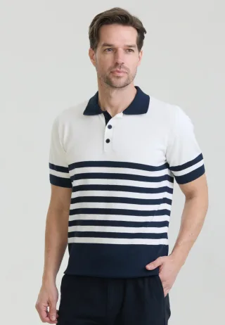 Polo Shirt Kurzarm Gestreiftes Strick-Poloshirt Kurzarm