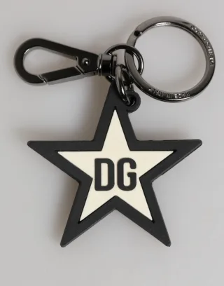 Weißes Schwarzes DG Logo Stern Gummi Herren Schlüsselanhänger Schlüsselring