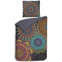 ZO HOME Bettwäsche ZO!Home, Renforcé, 2 teilig, bunte Mandalas auf grauem Hintergrund