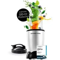 GOURMETmaxx Standmixer Mr. Magic 4-tlg. 400W silber/schwarz, 400 W, Elektrischer Mini-Mixer 500ml pürieren Smoothies Shakes Cocktails