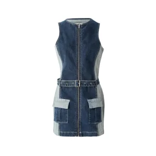 The Ragged Priest - Minikleid für Damen, Mit Gürtel, Denim (Indigoblau)
