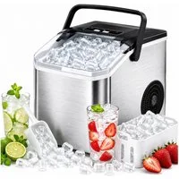 hganus Eiswürfelmaschine Ice Maker 1.3L/2 Größen/15 kg/24 H 9 Würfel in 6 Minuten, 1,3 l integrierter Wassertank, LED-Anzeige,für Küche,Büro