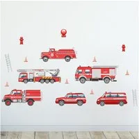 Sunnywall Wandtattoo Feuerwehr Wandsticker Wandtattoo A4 (3 St), konturgeschnitten