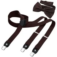 DonDon Hosenträger 2,5 cm breit (2er Set, 2-St., Hosenträger mit farblich passender Fliege) 2er Set, schmaler Hosenträger Y-Form, farblich passende Fliege