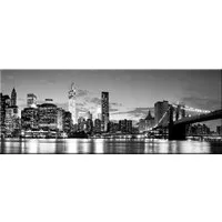 artissimo Glasbild Bild aus Glas 80x30 cm / Wandbild Querformat / Wanddeko modern, Stadt: New York Skyline in Schwarz und Weiß