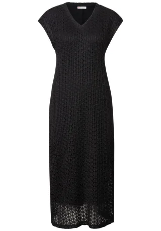 Street One - Spitzenkleid mit V-Neck schwarz - Gr. - 34