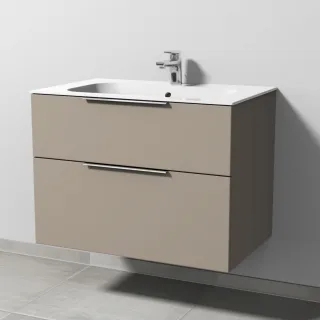 Sanipa 3way Keramik-Set Finion Keramik-Waschtisch und Unterbau mit 2 Auszügen, Sandgrau-Matt UF40067