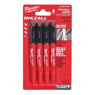 Milwaukee INKZALL™ Fine Tip Marker - 4 Stück schwarz - 48223154
