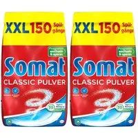 Somat Classic Pulver-Reiniger 2 x 150 WL Spülmaschinenpulver (XXL-Vorratspack, [2-St. Geschirrspülpulver für Reinigung & brillanten Glanz)
