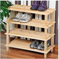 Kesper Schuhregal Schuhregal, Schuhschrank, Holzregal, Tannenholz hell FSC, 4 stöckig
