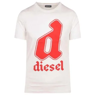 Weißes T-Shirt mit großem D-Logo von Diesel