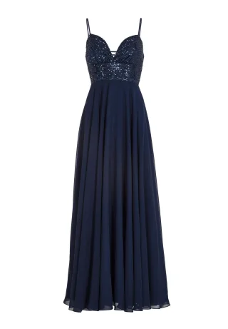 SWING - Maxikleid aus nachhaltigem Chiffon navy - Gr. - 38