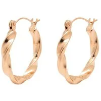 KARMA Paar Creolen gedreht Damen Roségold, Silber od. Gold (Damencreolen modern, eleganter Ohrschmuck für Frauen Damencreolen), gedrehte Design-Ohrringe 25 mm Ø
