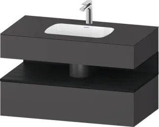 Duravit Qatego Einbauwaschtisch mit Konsolenwaschtischunterbau Graphit Matt 1000x550x600 mm - QA4786 QA4786016490010
