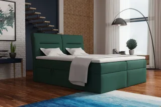 LAGERDEAL Boxspringbett Schlafzimmerbett LUAN 160x200cm in Stoff Fancy Grün i...