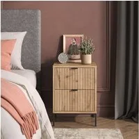 Vicco Nachtschrank Eliza, Viking Oak/Schwarz, 40 x 55.4 cm mit 2 Schubladen (1-St)
