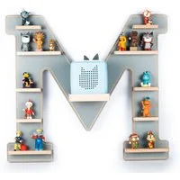 Boarti Wandregal Holz Regal Buchstabe M für Toniebox Tonies Figuren, 1-tlg., BOARTI Wandregal Buchstabe M 54x60x19 cm Holzwerkstoff