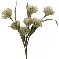 Künstliche Zimmerpflanze Kunstblume Deko 6 Blüten Beige Grün beflockt 3er-Bund 38cm, Florists Products, Höhe 38 cm