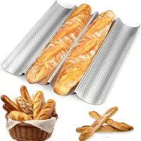 Refined Living Baguetteblech Baguette-Backblech für 4 Brote Antihaft Baguette Backform Brotbackform, (Perforierte Antihaftbeschichtung Blechpfanne Hitzebeständig bis 230°C, 1-St., französisches und italienisches Brot, Tabletts zum Backen von Laibbrot