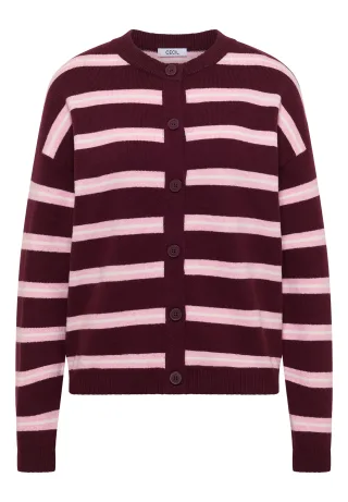 CECIL - Cardigan mit Rundhals und Streifen red wine - Gr. - L