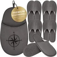ONVAYA Premium Gästehausschuhe Set Kompass-Gästepantoffeln-Guest Slippers Hausschuh