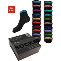 H.I.S Kurzsocken für Damen und Herren, perfekt zu sortieren, mit farbigen Innenbündchen (Box, 20-Paar, Gr. 35-38 bis 47-48) in praktischer Geschenkbox für Beruf und Freizeit