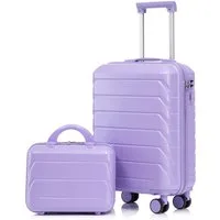 Rolipo Trolleyset ABS Hartschale Kofferset & Zahlenschloss, Kosmetiktasche, 360°Rollen, 4 Rollen, (Set, 2 tlg), 19"Spinner Handgepäck & 14"Kosmetiktasche, für Business & Reise