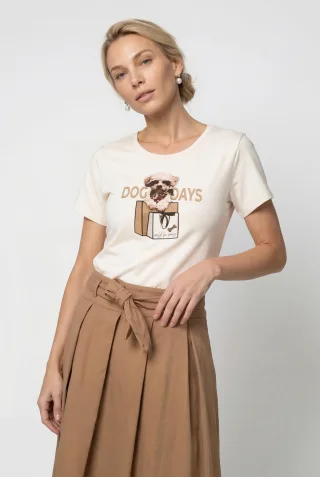 monari - T-Shirt mit Hundeprint antique white - Gr. - 36