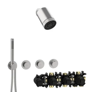 Herzbach MODUL7 PUSH-Thermostat-Set P-SP3 SPOT Multi Edelstahl, 70.702723.1.09 70.702723.1.09