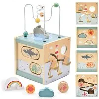 Flintry Lernspielzeug Motorikspielzeug,Lernspielzeug,Montessori-Spielwürfel für Kinder (39-St), 6-in-1 Aktivitätswürfel aus Holz, Formensteckspiel, Sinneswürfel