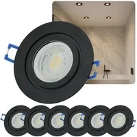 Sweet LED LED Einbaustrahler 6er Set IP44 Bad Aluminium 7W GU10 LED Deckenspots Schwarz 230V, Dimmfunktion, LED fest integriert, 3000K - warmweiß, Deckenspots, Deckenstrahler, Einbauleuchten, spritzwassergeschützt