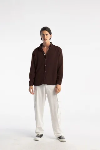 Übergroßes Button-Up Langarmhemd