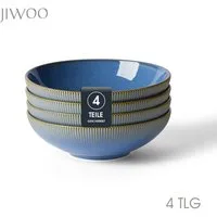JIWOO Suppenteller 4/6er Ø20cm Speiseteller Salatteller Pastateller Teller Suppenschüssel, (4 St), Geschirr-Sets Keramik Teller set Blau Mikrowellen spülmaschinenfest