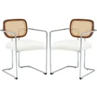 WAHSON OFFICE CHAIRS Esszimmerstuhl 2er Set Leinen Küchenstuhl Rattan geflochtene Rückenlehne