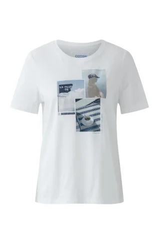 Oui - T-shirt mit Print weiß - Gr. - 44