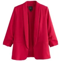 Next Jackenblazer Relaxed Fit Blazer mit Raffärmeln und Vichykaros (1-tlg)