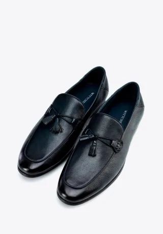 Wittchen Herren-Lederslipper mit Quaste, Marineblau, Naturleder